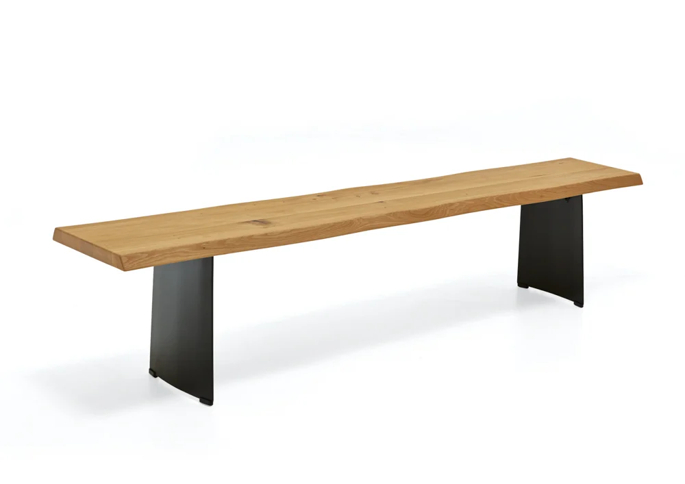 Niehoff Sitzmöbel Tree-Top Einzelbank Hohlwangengestell Eisen Schwarz geölt Platte 40mm