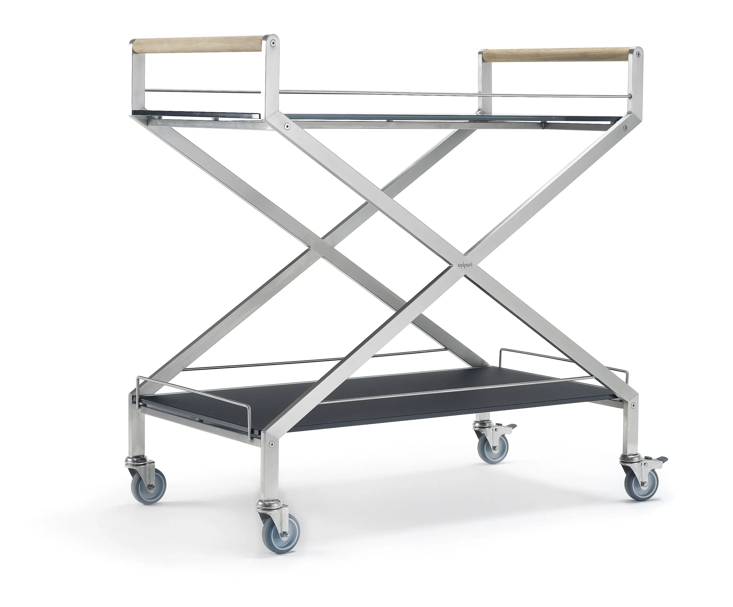 Solpuri Trolley one Bar trolley Edelstahl/White/Concrete coal
