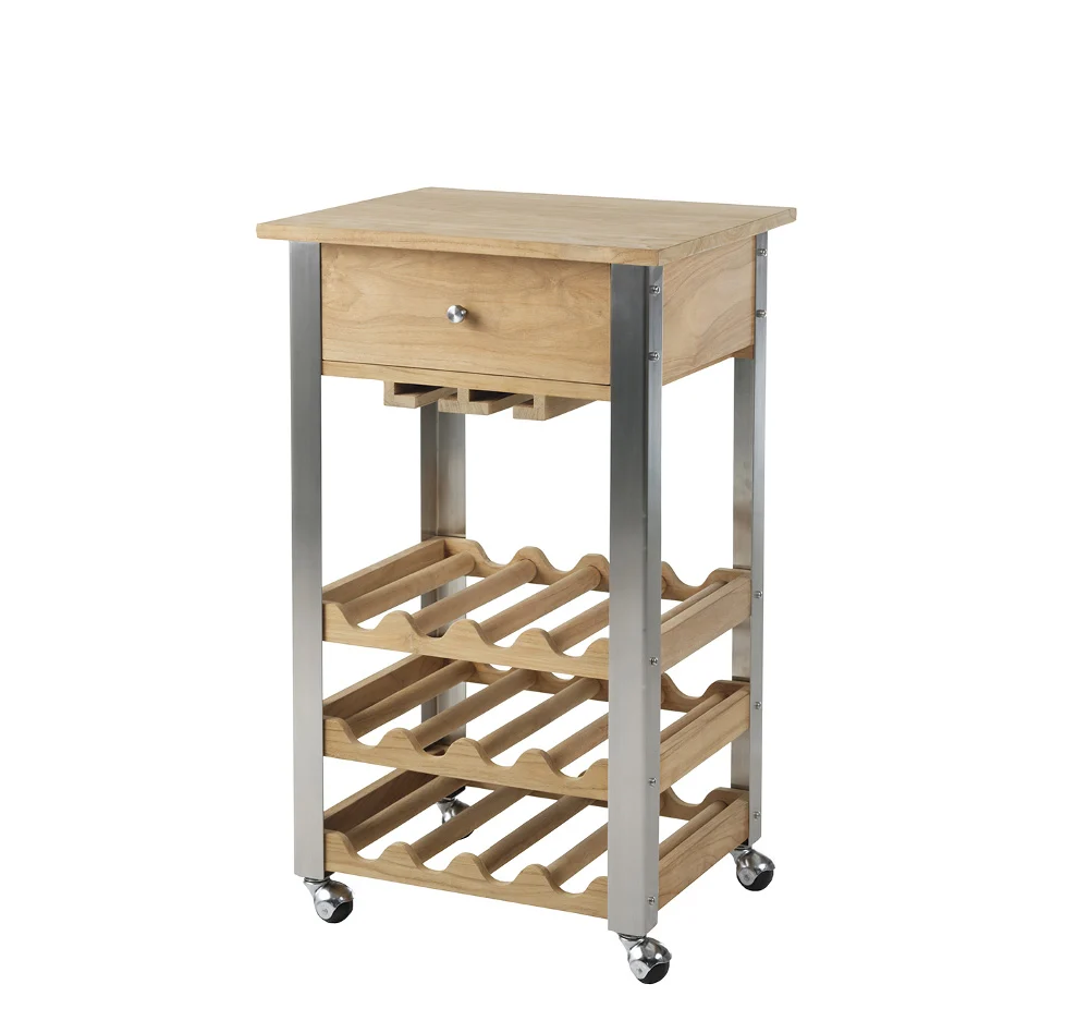 Diamond Garden Merlot Weintrolley Edelstahl/ Teak 54x45 cm