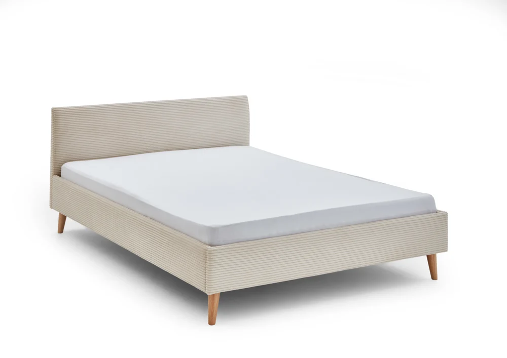 Meise Möbel Wicki Polsterbett Holzfuß Kopfteil Glatt 140x200 cm Beige