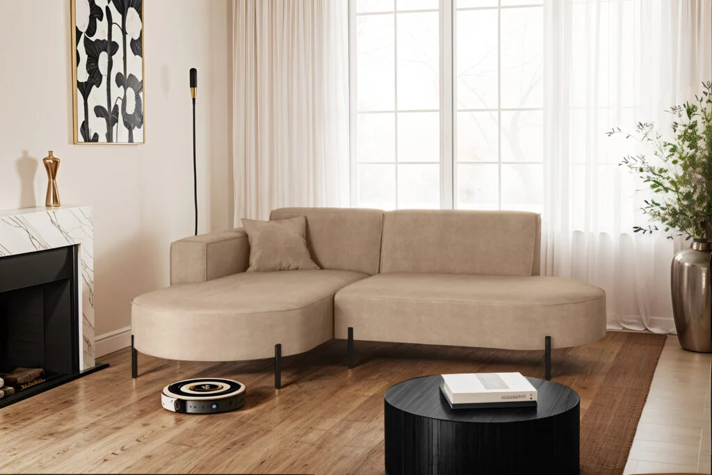 Ecksofa, Sofa L-Form Designer Modena Rein stoff Noel