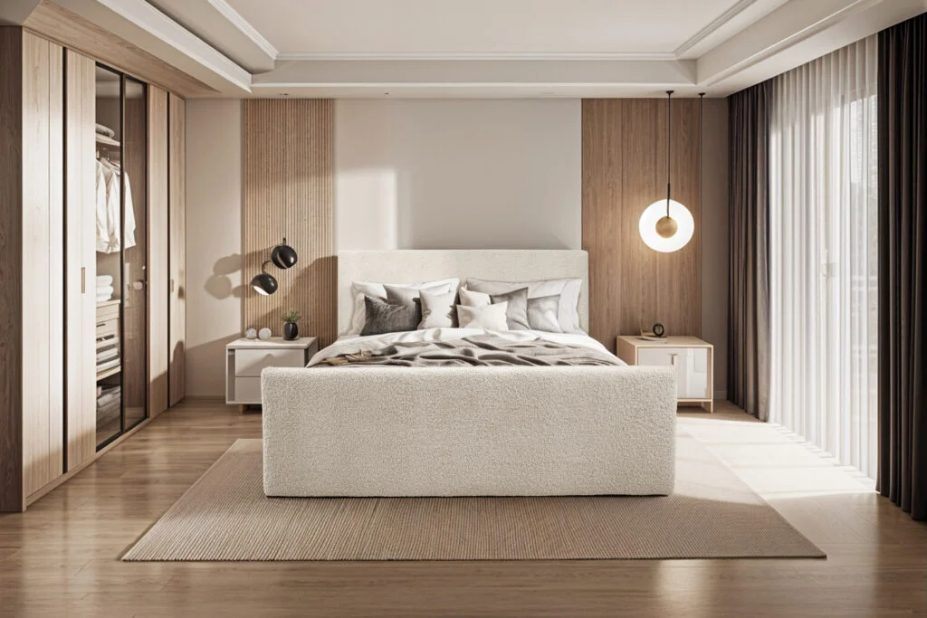 Boxspringbett mit Bettkasten und topper LAMM stoff Sven - Betten