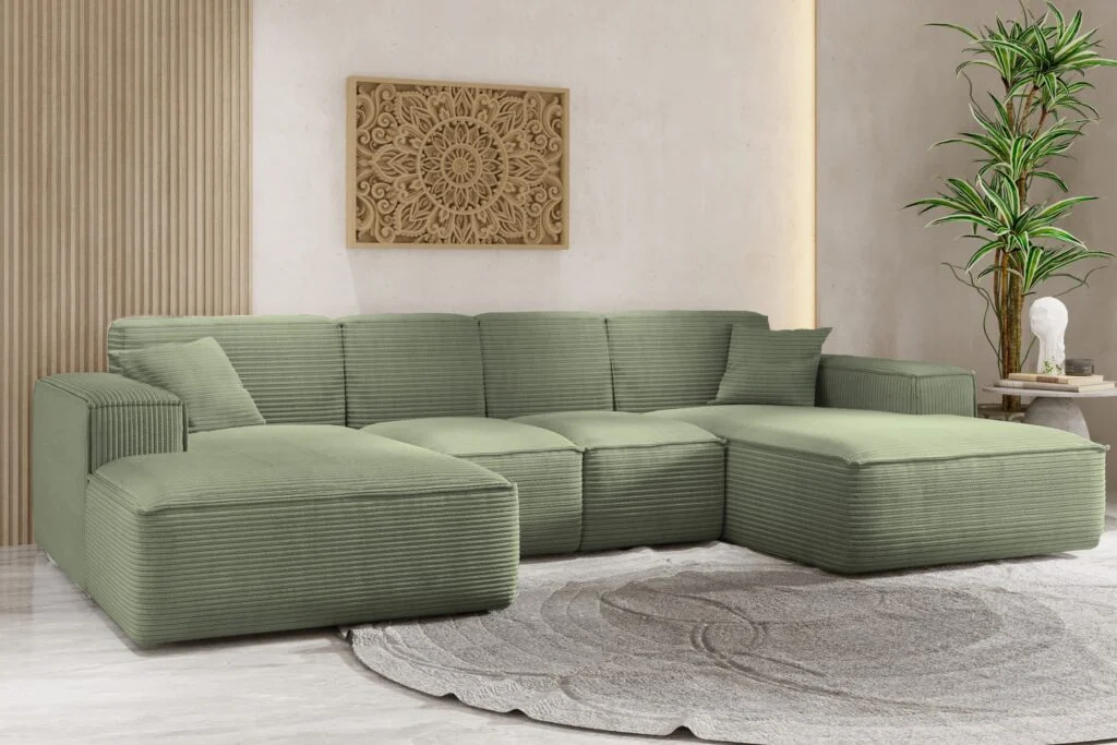 Ecksofa, Eckcouch U form, Wohnzimmer Couch Large 342cm SIENA stoff Poso - Ecksofa Cord