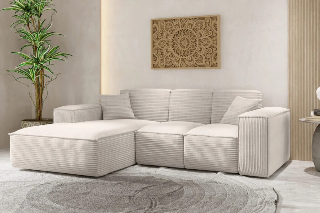 Ecksofa, Eckcouch L form, Wohnzimmer Couch SIENA stoff Poso - Ecksofa Cord