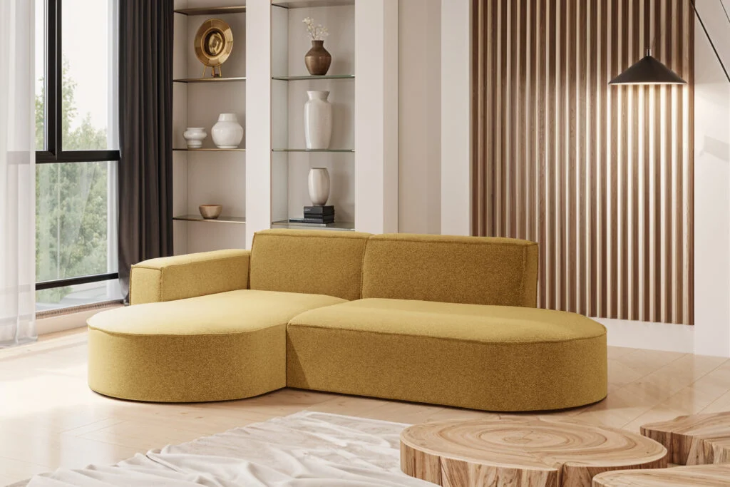 Modernes L-förmiges Designer-Ecksofa Modena Studio stoff Raven