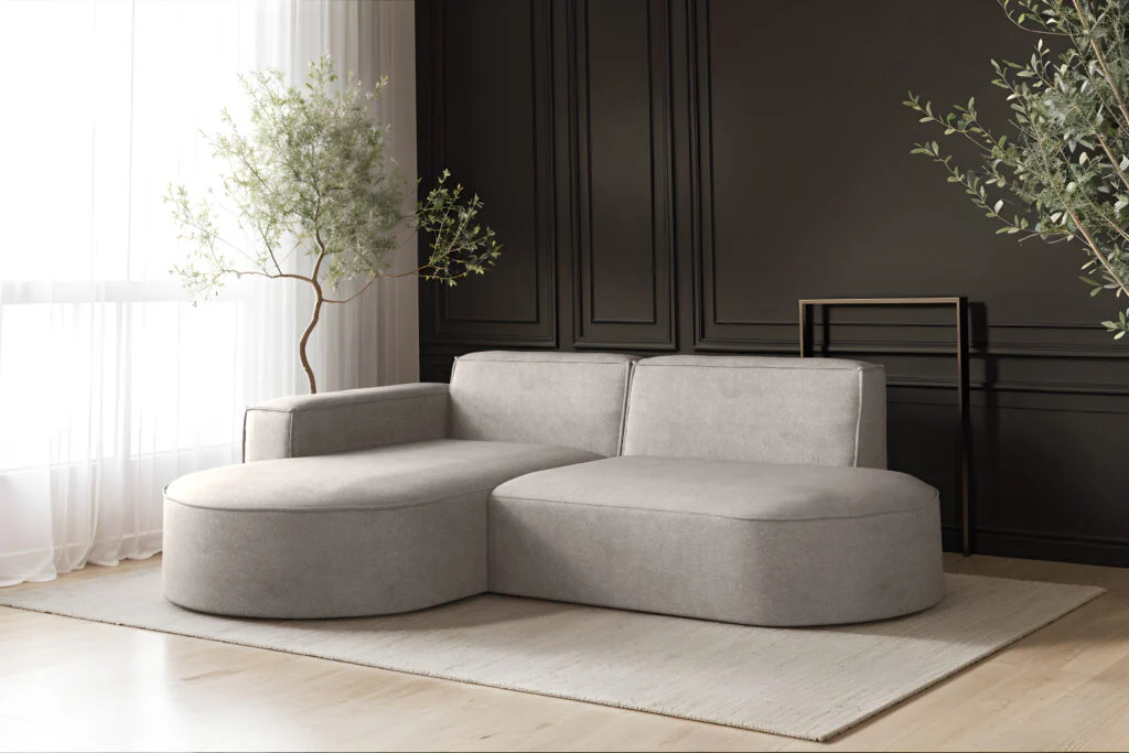 Sofa L-Form Modena Studio, Ecksofa Modern Und Komfort Stoff Salvador