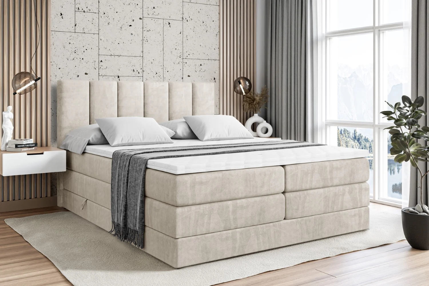 Boxspringbett BOXI1 KING Beige - Casablanca 2301 120x200 cm