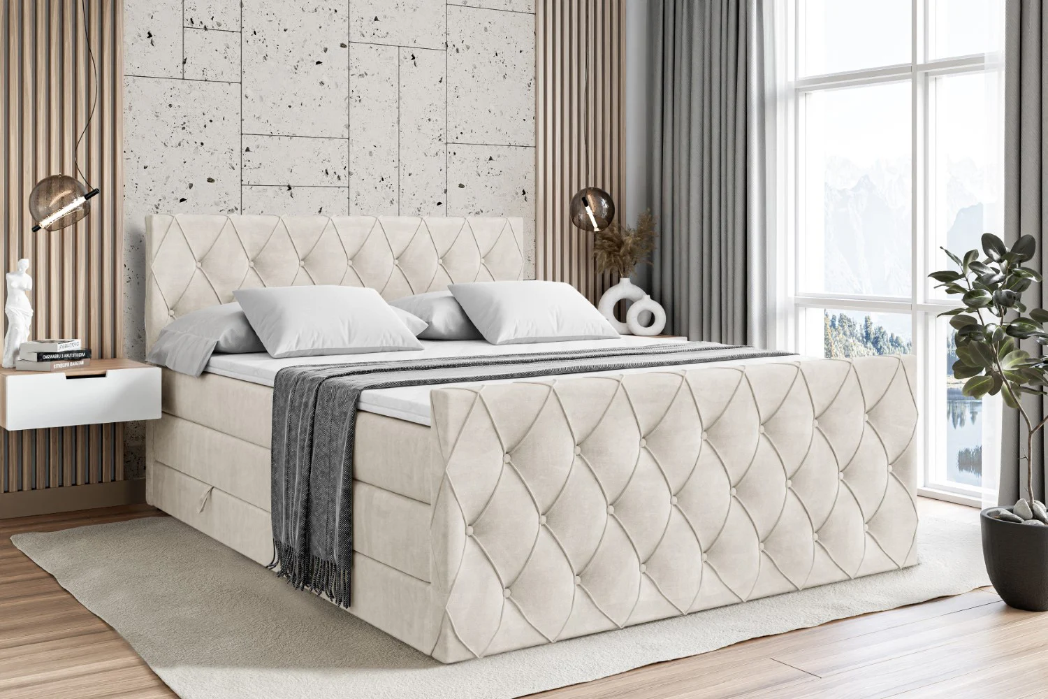 Boxspringbett AMAY KING Beige - Casablanca 2301 120x200 cm