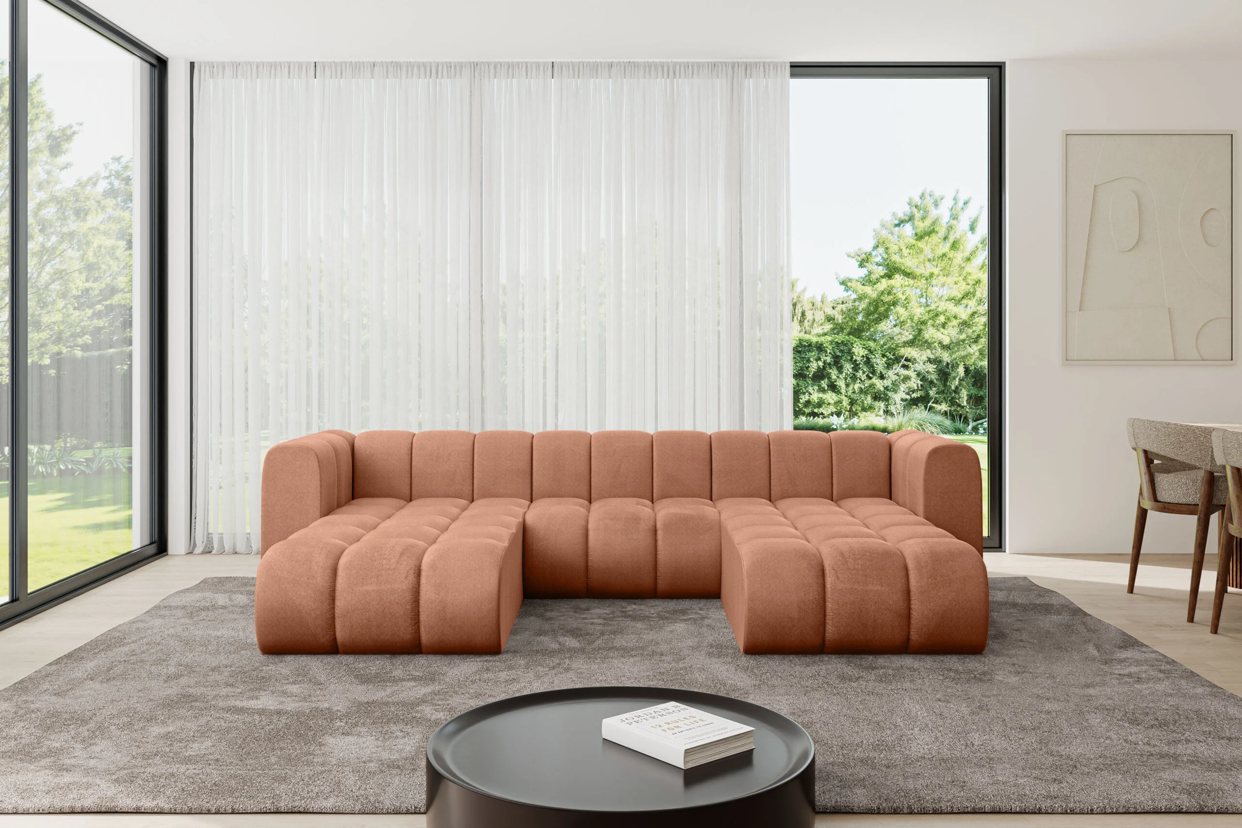 Wohnlandschaft Joren-U1 Apricot - Monolith 61