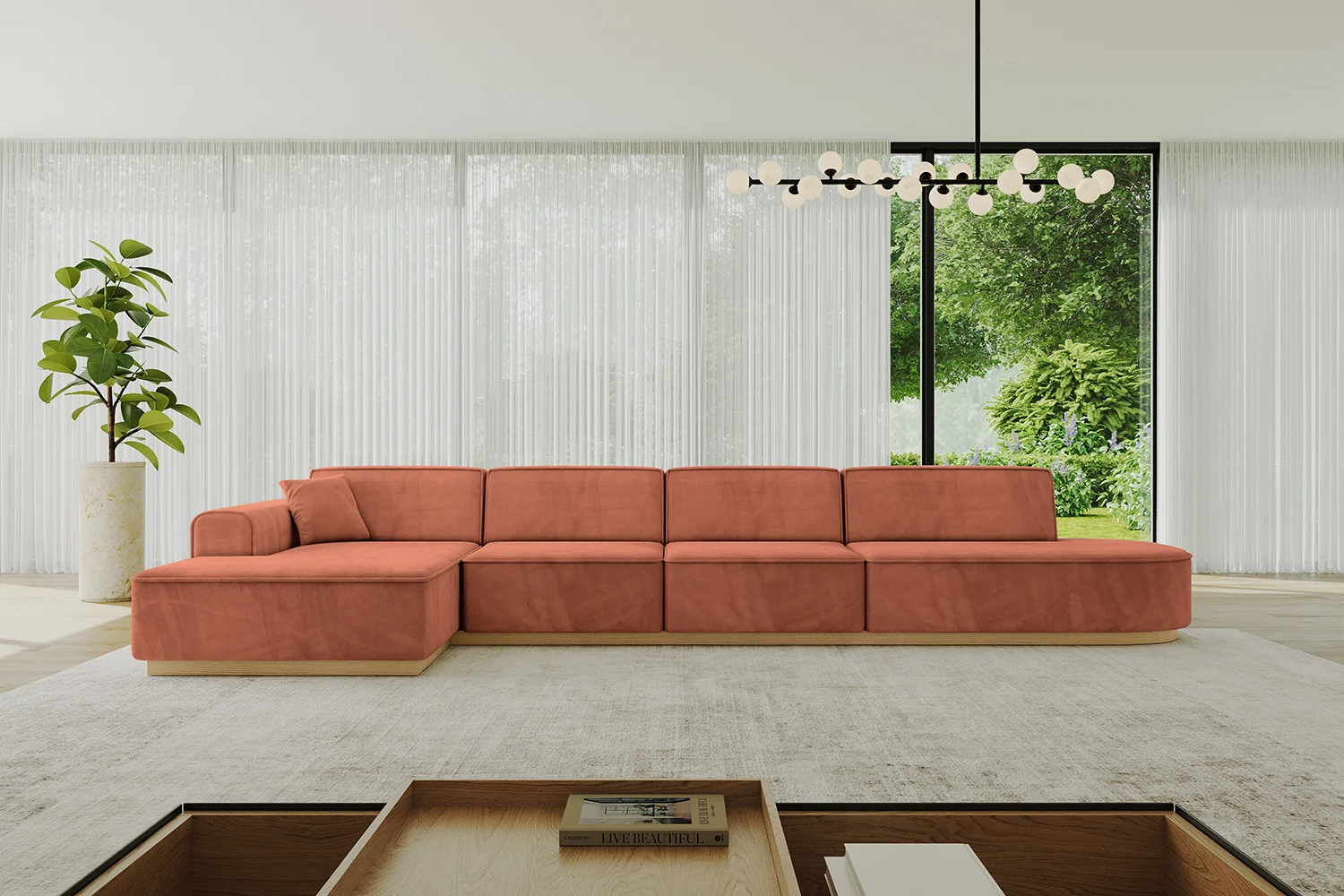 Ecksofa IREA-L3-v2 Apricot - Dream Velvet 202.07