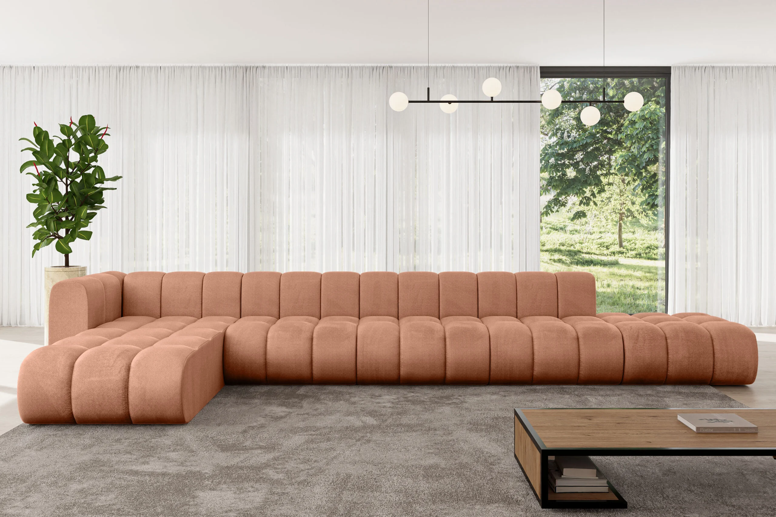 Ecksofa Zuvon-L3 Apricot - Monolith 61