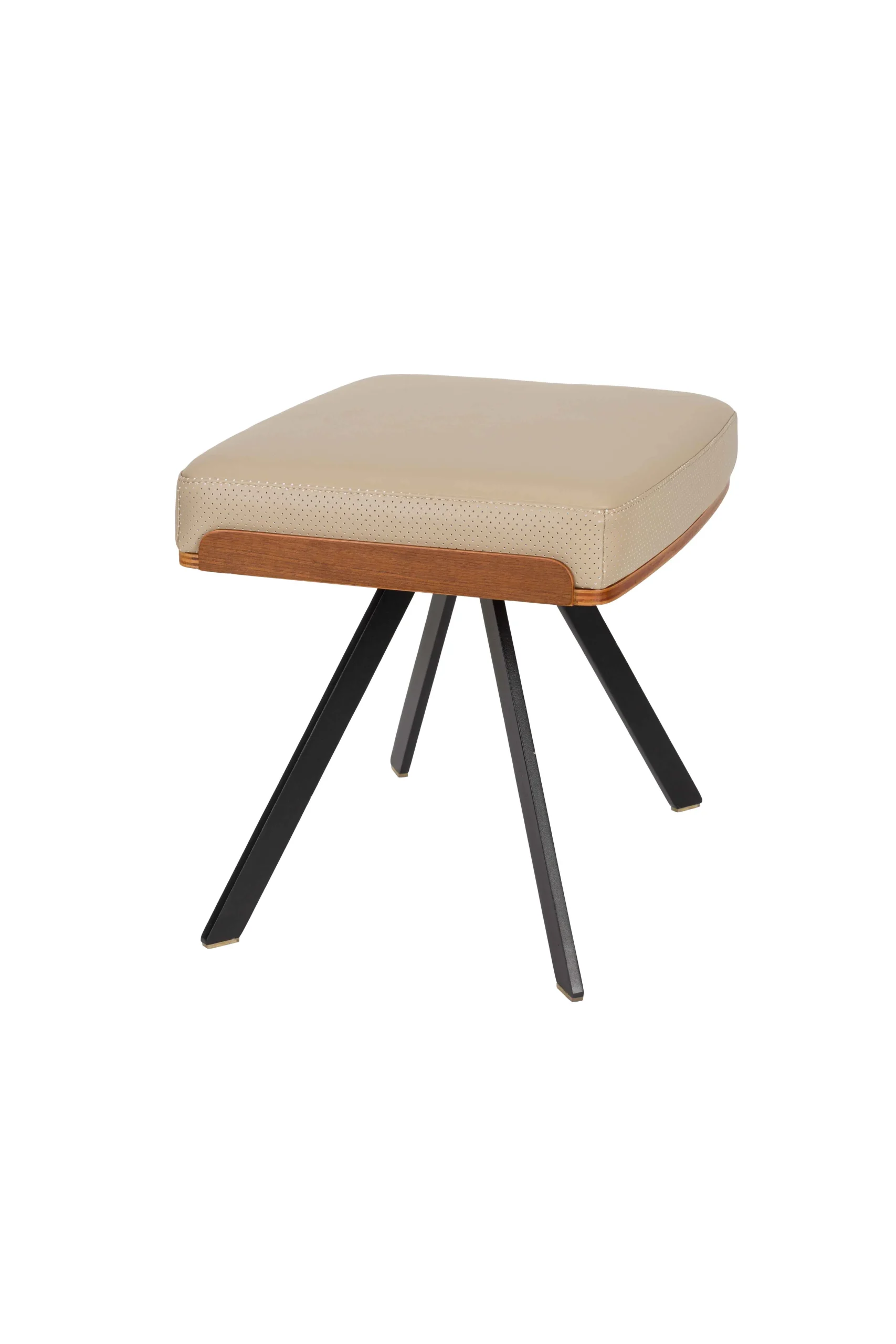 Zuiver Frie Hocker PU-Leder/Nussbaumfurnier/Metall weiß/Braun