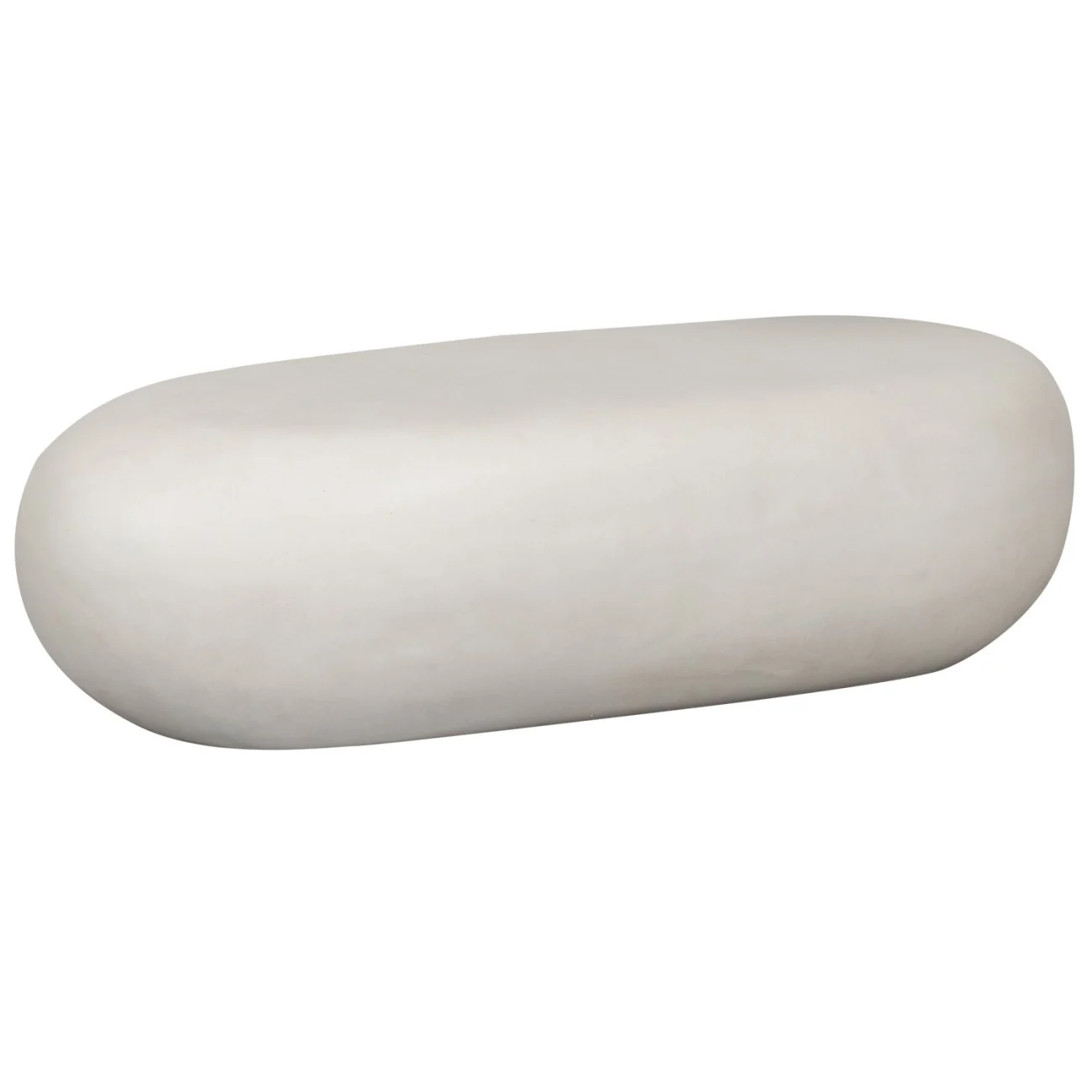 Couchtisch Pebble aus Tonfaser in Betonoptik, modern und organisch, weiß, 100x43 cm - Woood