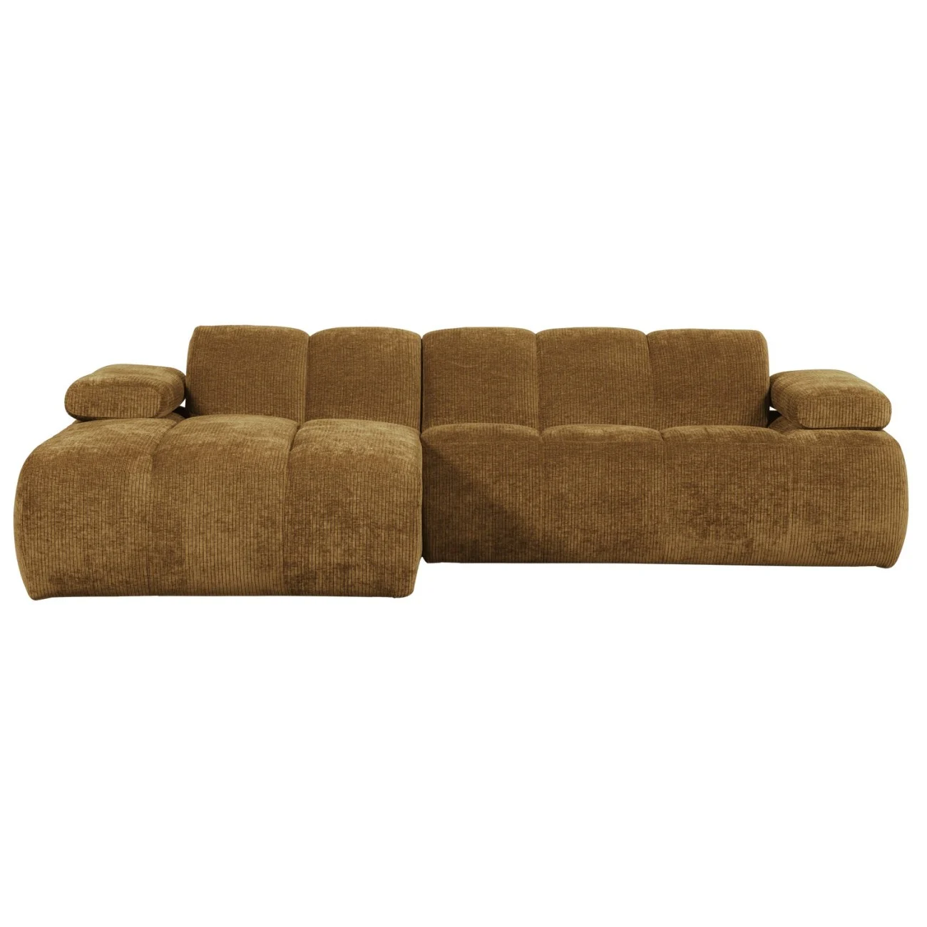 Chaiselongue Mojo aus Flachcord, modern mit verstellbarer Armlehne, honiggelb, links - Woood