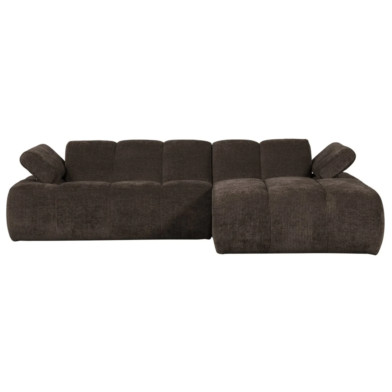Chaiselongue Mojo aus Flachcord, modern mit verstellbarer Armlehne, rechts, braun - Woood