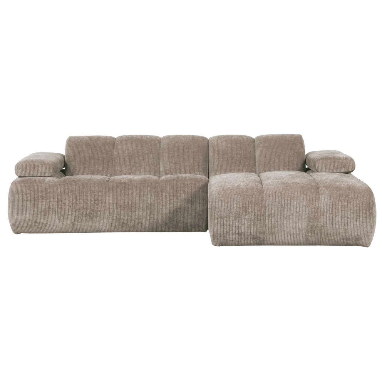 Chaiselongue Mojo aus Flachcord, modern mit verstellbarer Armlehne, Dunkelsand, Rechts - Woood