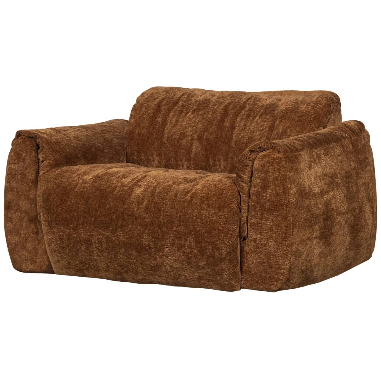 Big-Sessel Baggy aus 3D-Chenille-Stoff, modern, Mittelbraun, weich gepolstert und großzügig