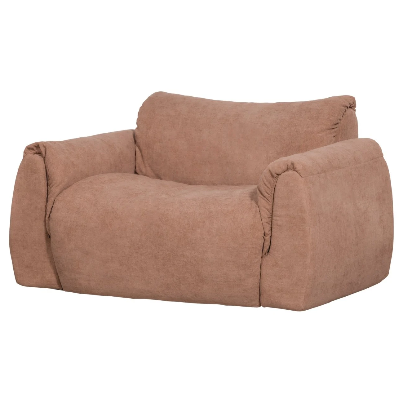 Sessel Baggy aus Chenille-Stoff, modern gepolstert, Altrosa, weiche Oberfläche, Teil der Baggy-Serie