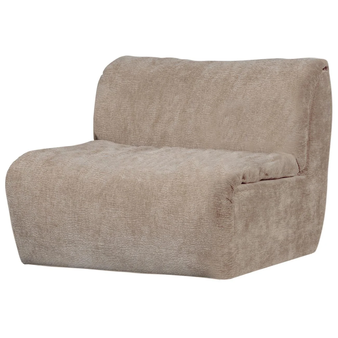 Sessel Baggy aus 3D-Chenille-Stoff, modernes Design, sandfarben, weich gepolstert für Dein Zuhause