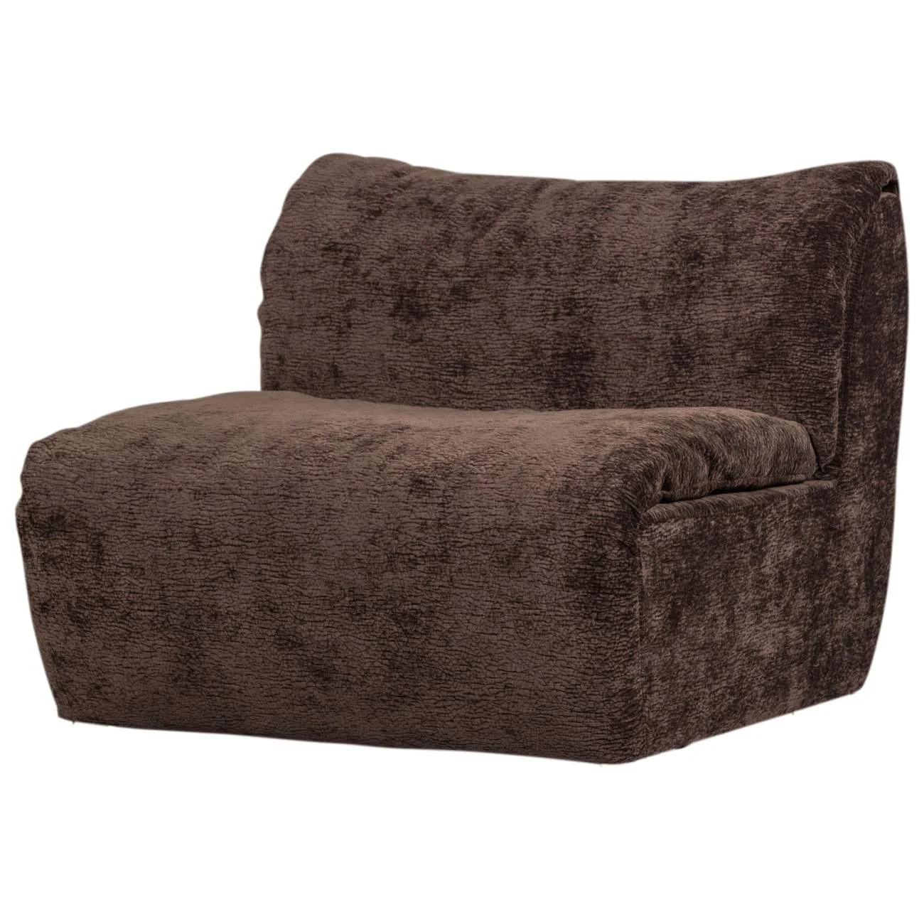 Sessel Baggy aus 3D-Chenille-Stoff, modern gepolstert, dunkelbraun, weicher Griff, luxuriöser Glanz