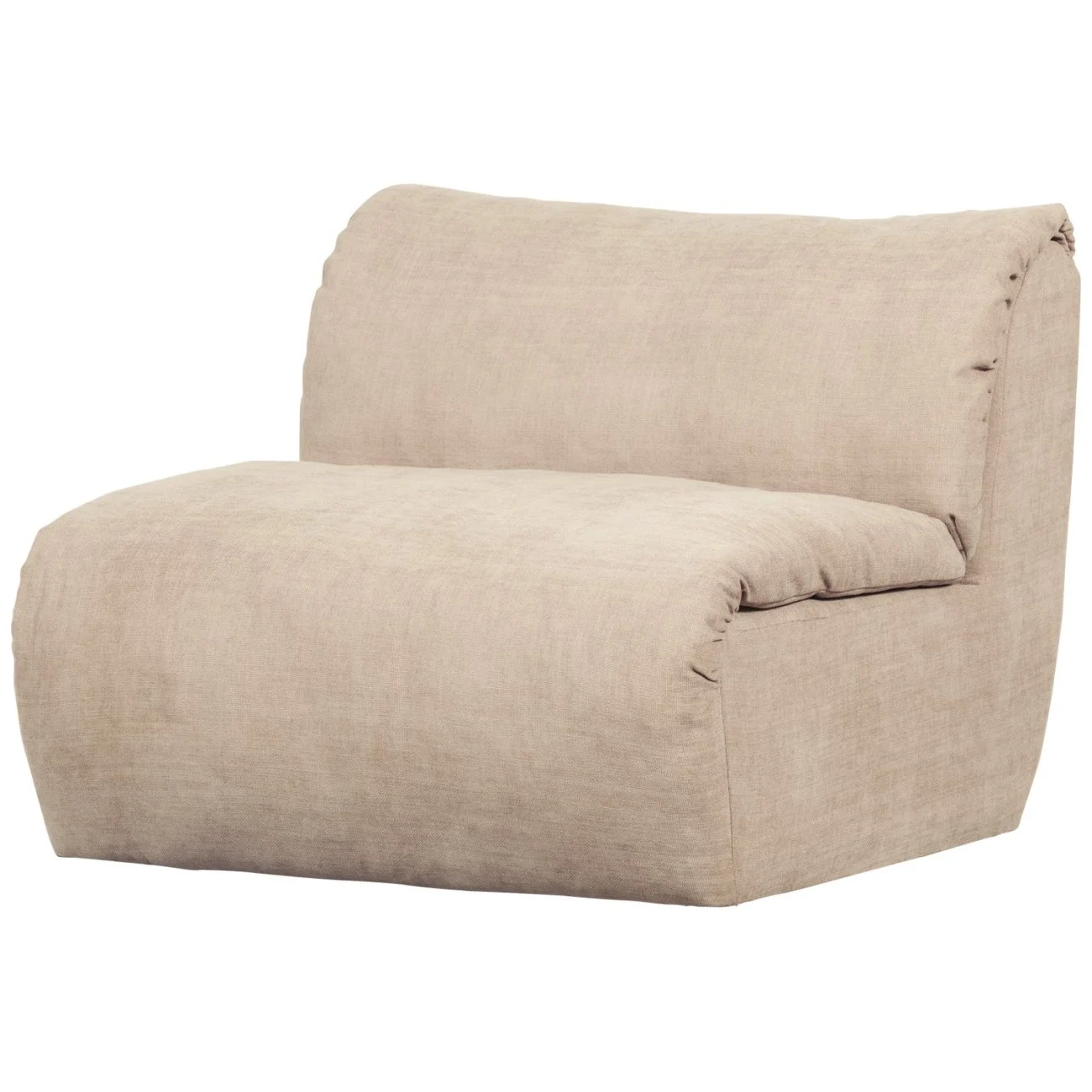 Sessel Baggy aus Chenille-Stoff, modernes Design, Sand, weich gepolstert, Teil der Baggy-Serie