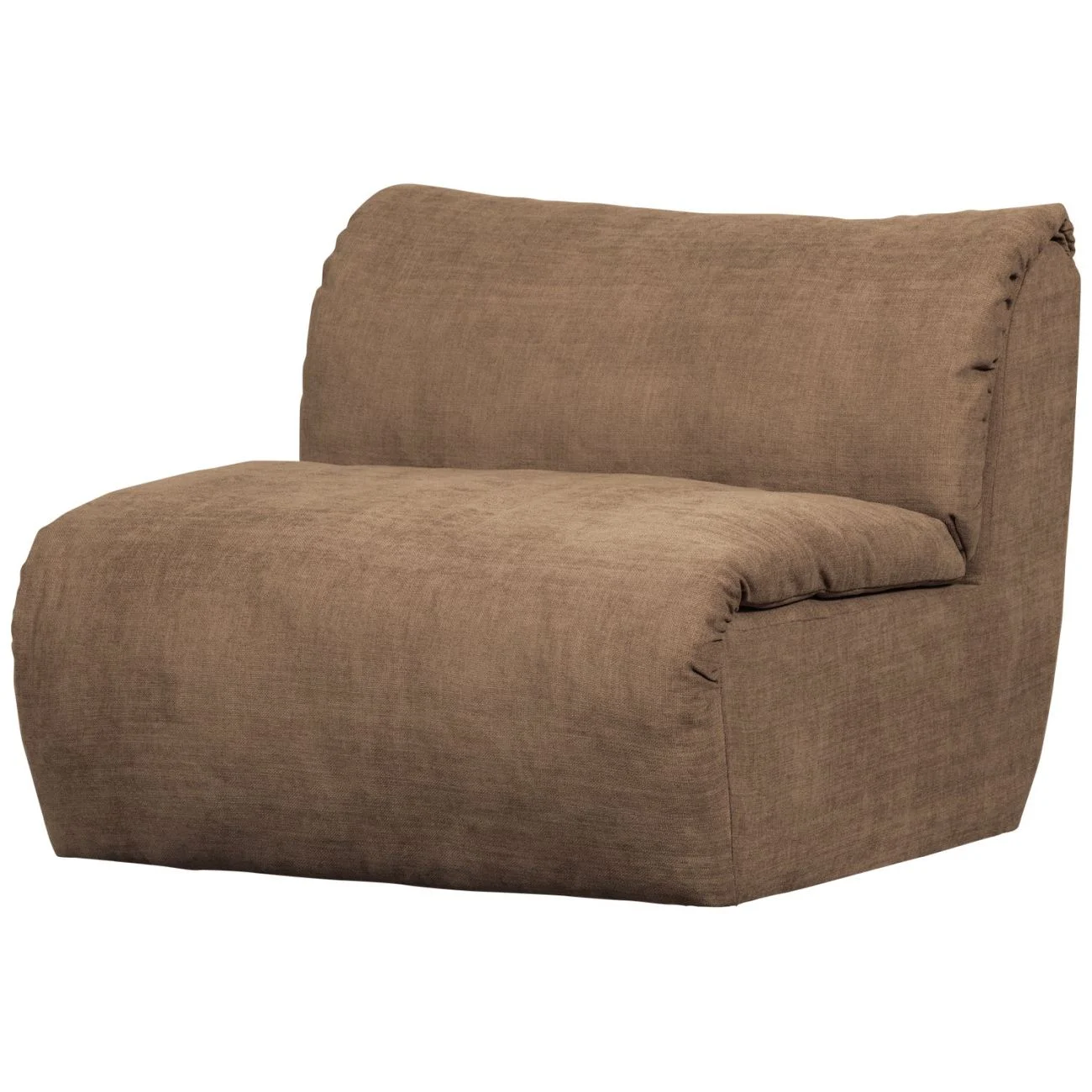Sessel Baggy aus Chenille-Stoff, modern gepolstert, Braun, weiche Oberfläche, Teil der Baggy-Serie
