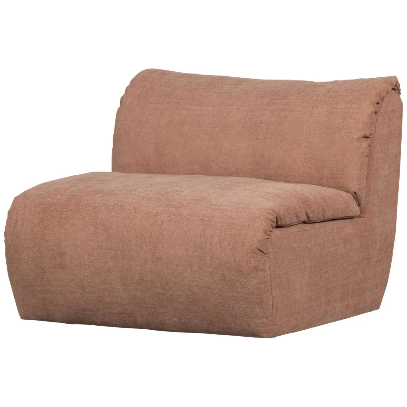 Sessel Baggy aus Chenille-Stoff, modern gepolstert, Altrosa, weiche Melange-Qualität
