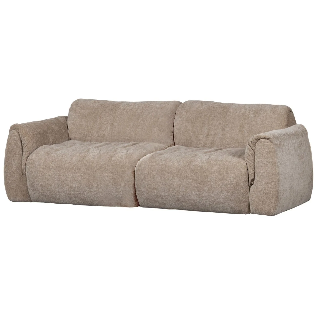 Sofa Baggy 2-Sitzer aus 3D-Chenille-Stoff, modern, sandfarben, weicher Griff, flexibel erweiterbar