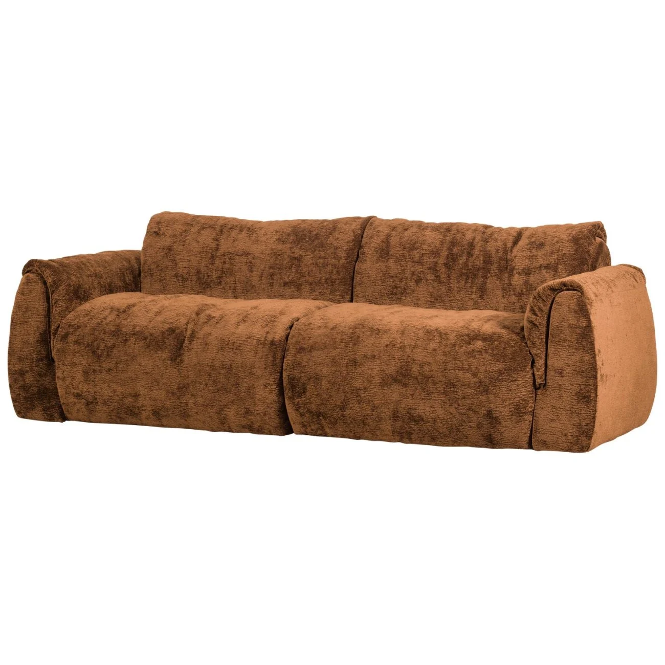 Sofa Baggy 2-Sitzer aus 3D-Chenille-Stoff, modern, Mittelbraun, vielseitig kombinierbar
