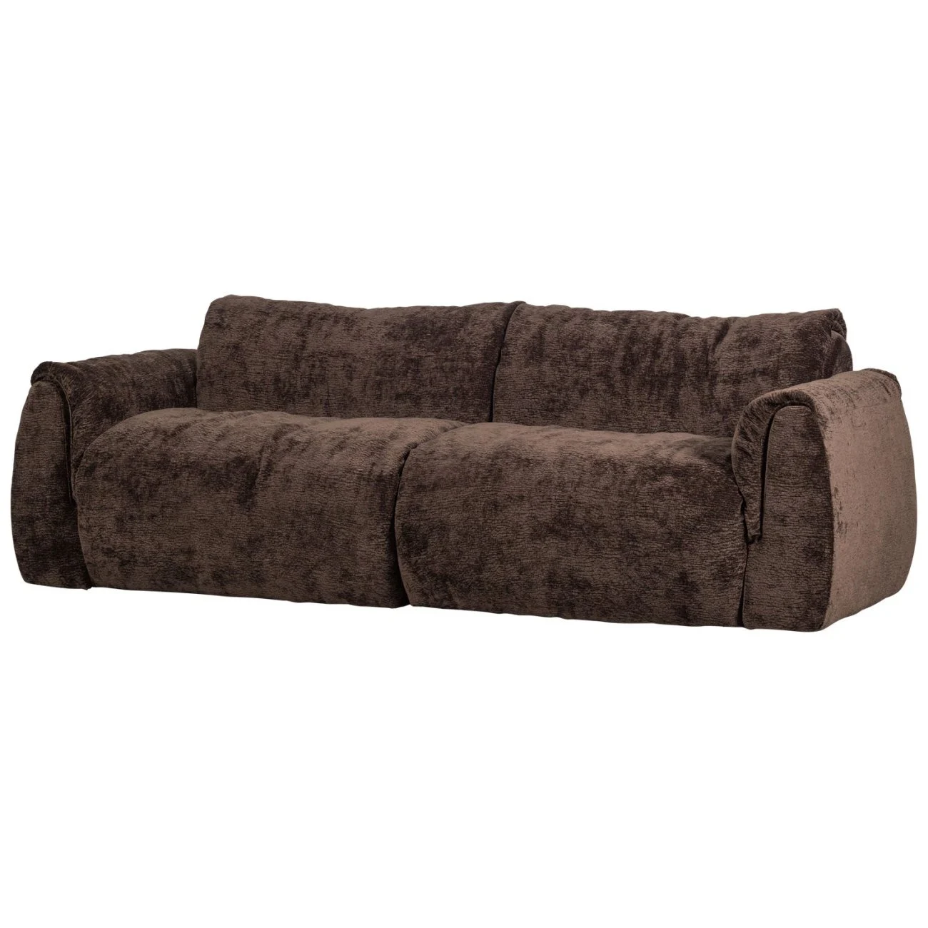 Sofa Baggy 2-Sitzer aus 3D-Chenille-Stoff, modern, dunkelbraun, weich gepolstert, erweiterbar