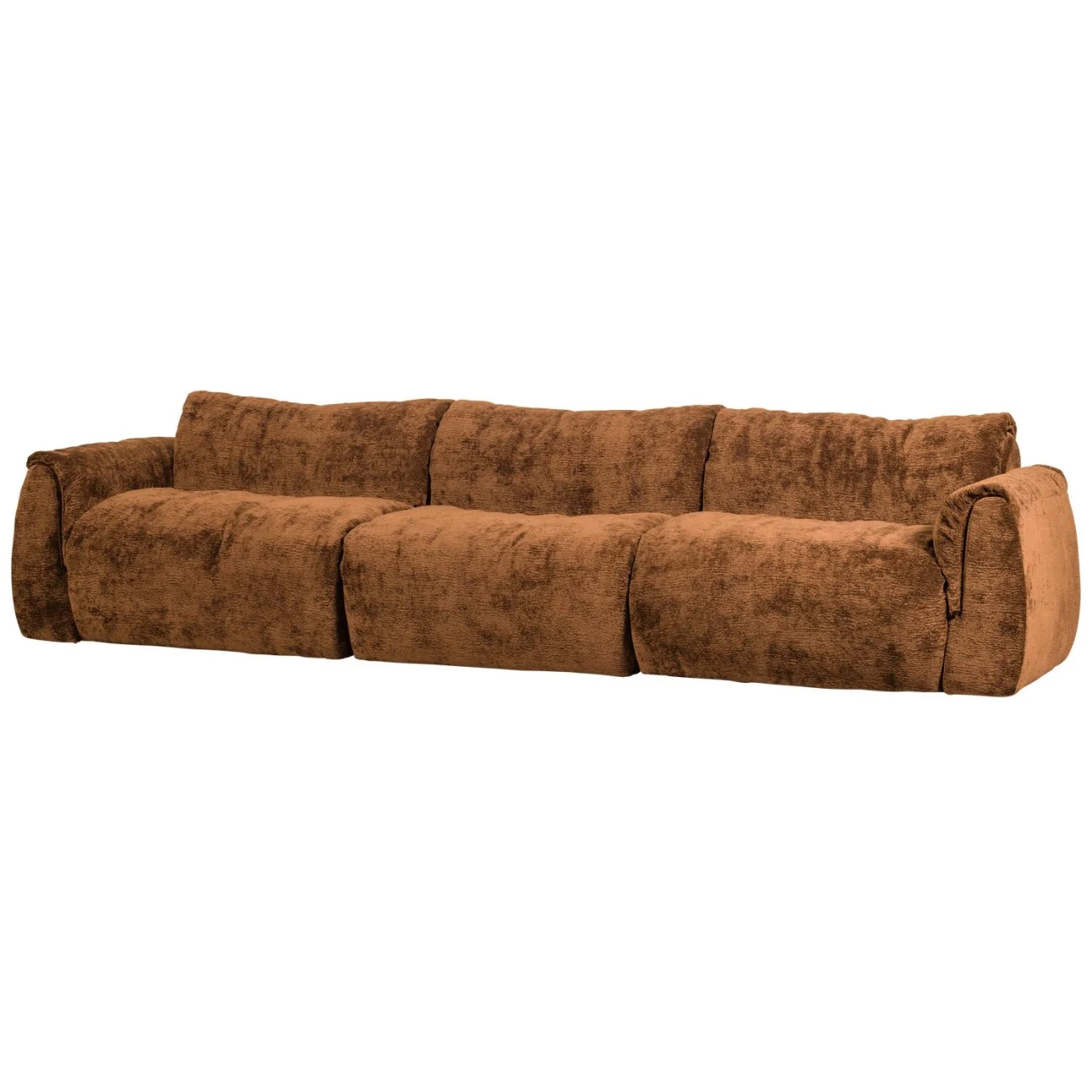 Sofa Baggy 3-Sitzer aus 3D-Chenille-Stoff, modern, Mittelbraun, komfortabel kombinierbar