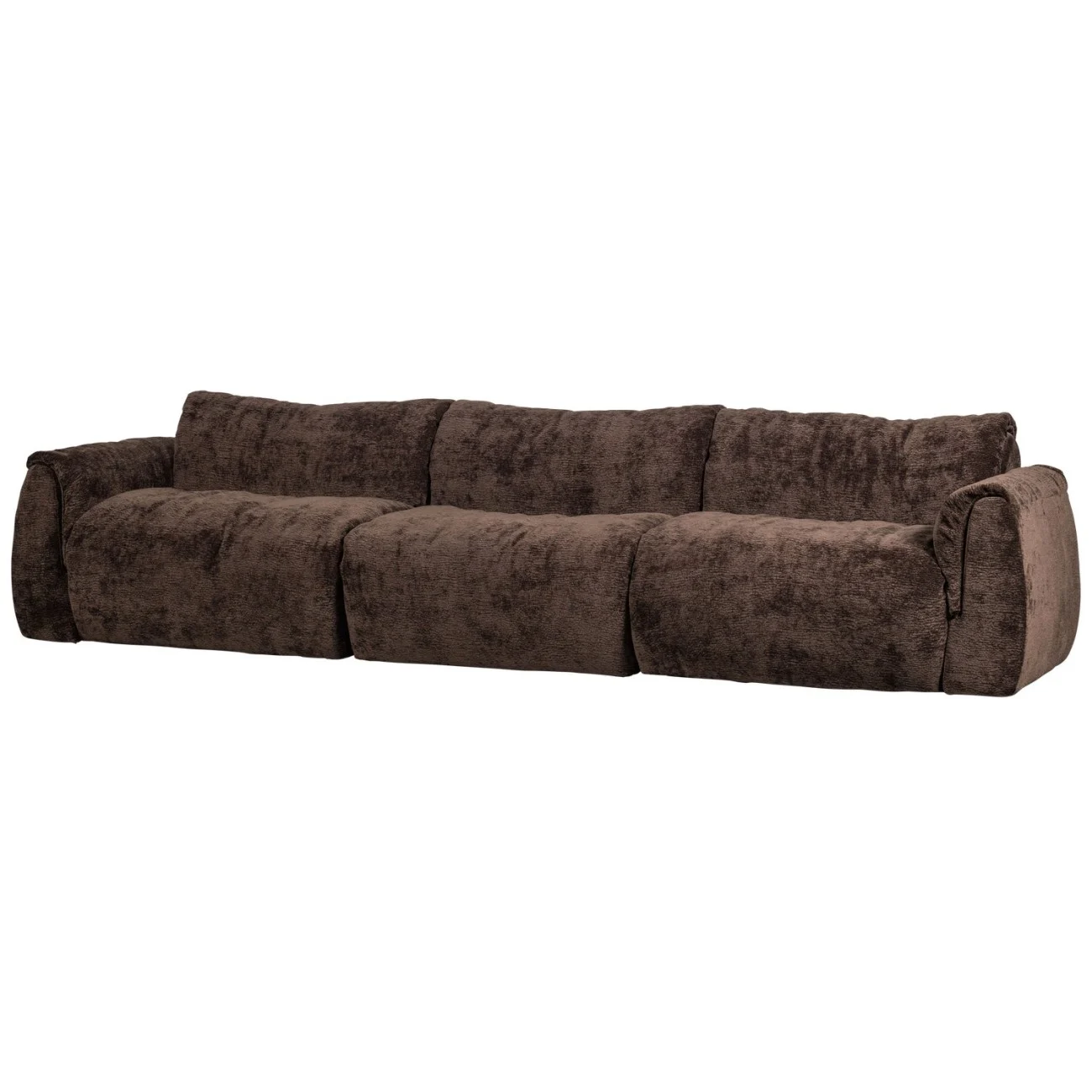 Sofa Baggy 3-Sitzer aus 3D-Chenille-Stoff, modern, dunkelbraun, weich gepolstert, vielseitig erweiterbar