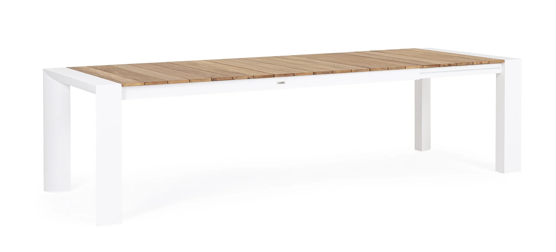 Gartentisch Cameron aus Teakholz und Aluminium, modern ausziehbar, weiß natur, für 10–12 Personen - Bizzotto