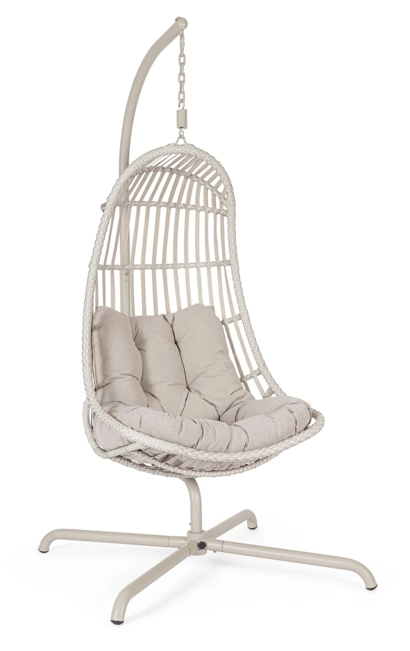 Hängesessel Phuket Metallgeflecht, modern gepolstert, sandfarben, inkl. Kissen für Outdoor - Bizzotto