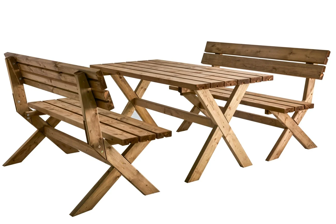 Garten-Set Tallbacken von Brafab aus Kiefernholz, skandinavischer Stil, braun, für 4-6 Personen
