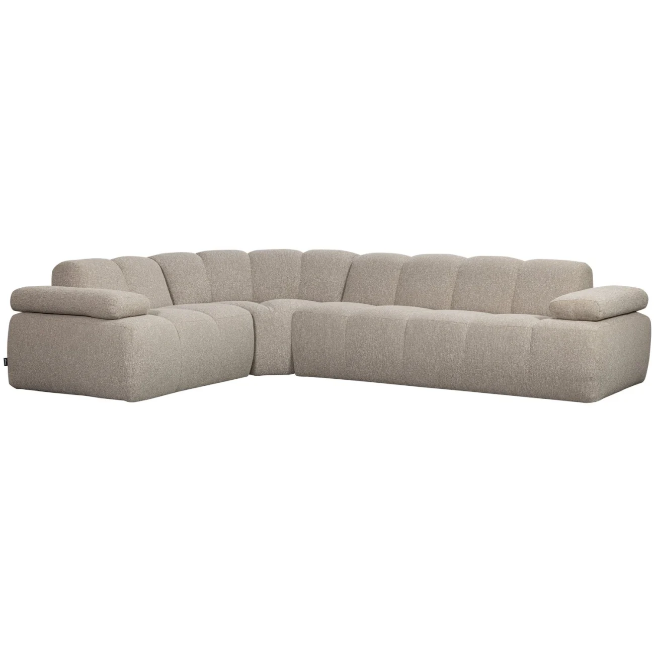 Ecksofa Mojo aus Boucle-Stoff, modern und flexibel, Beige, verstellbare Armlehnen, links