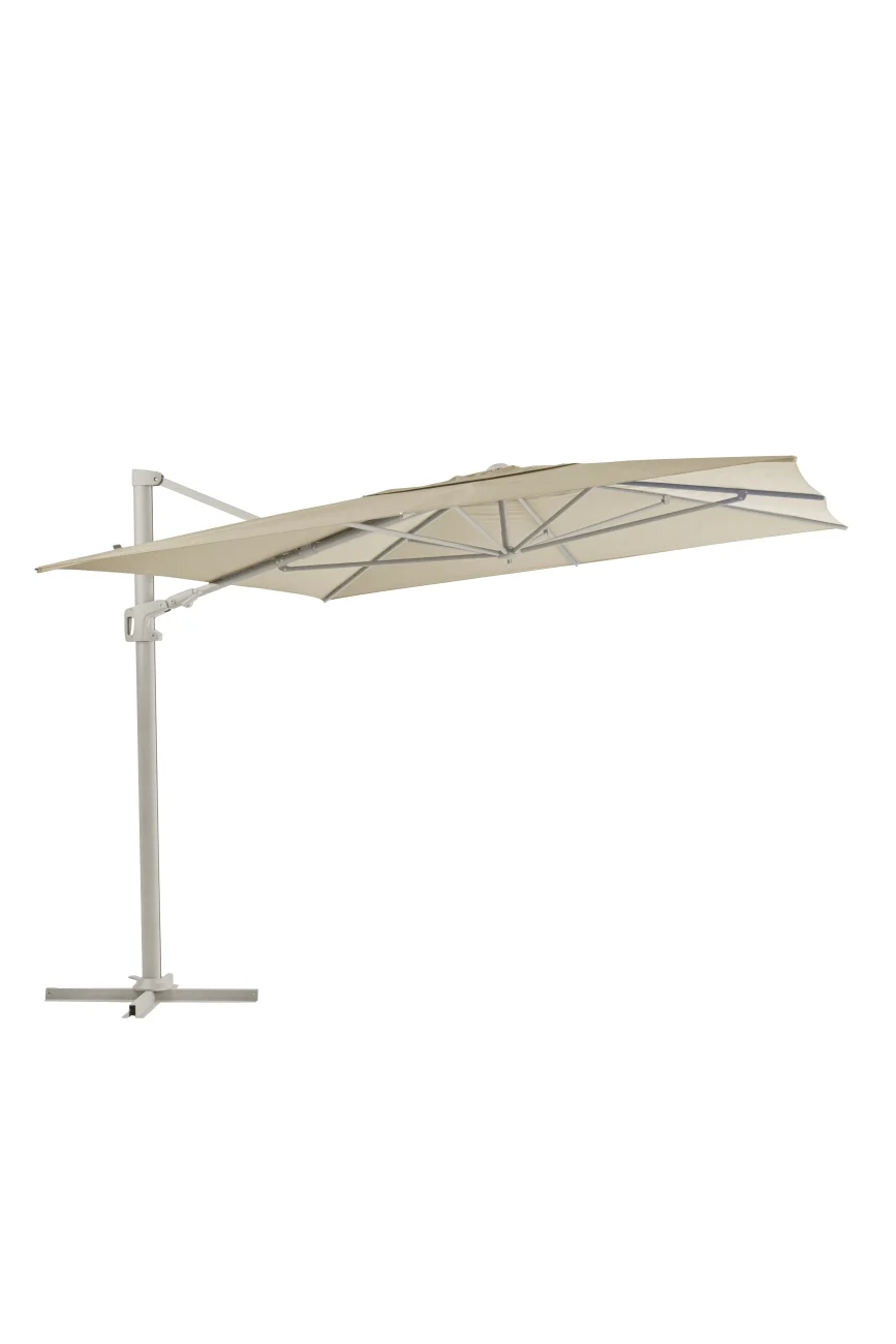 Sonnenschirm Vinovo aus Aluminium, neigbar mit winddichtem Kamin, rechteckig, Beige, 400x300 cm - Brafab
