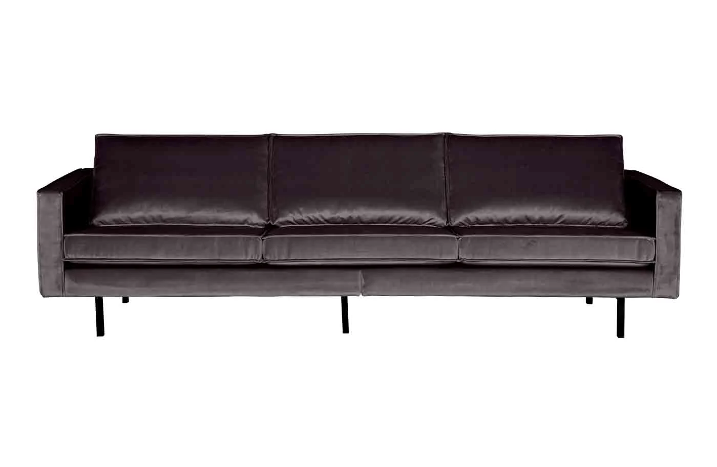 Sofa Rodeo 3-Sitzer Samt, modern und bequem, anthrazit, elegantes Design, für 3–4 Personen