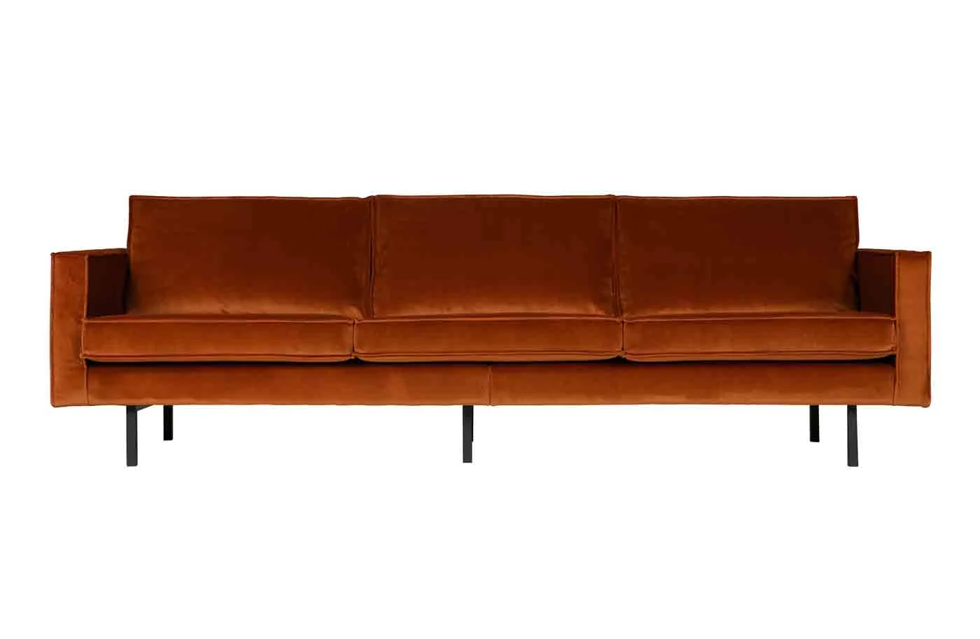 Sofa Rodeo 3-Sitzer Samt, modern, rostrot, eleganter Komfort für Dein Wohnzimmer