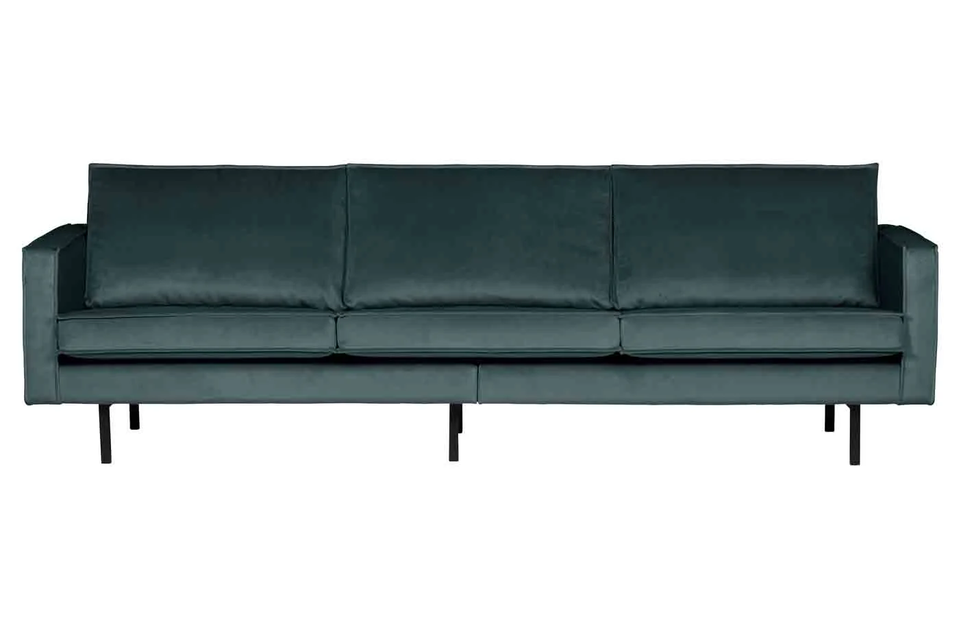 Sofa Rodeo Samt, modern und elegant, 3-Sitzer in Teal, weiche Polsterung, Metallgestell