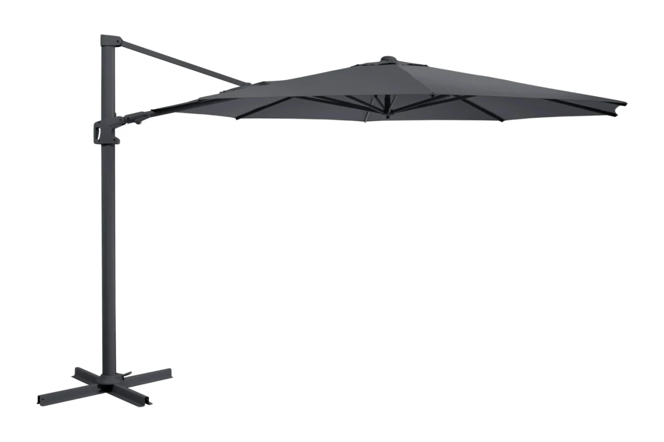 Sonnenschirm Vinovo von Brafab aus Aluminium und Polyester, modern, anthrazit, neigbar, Ø 350 cm
