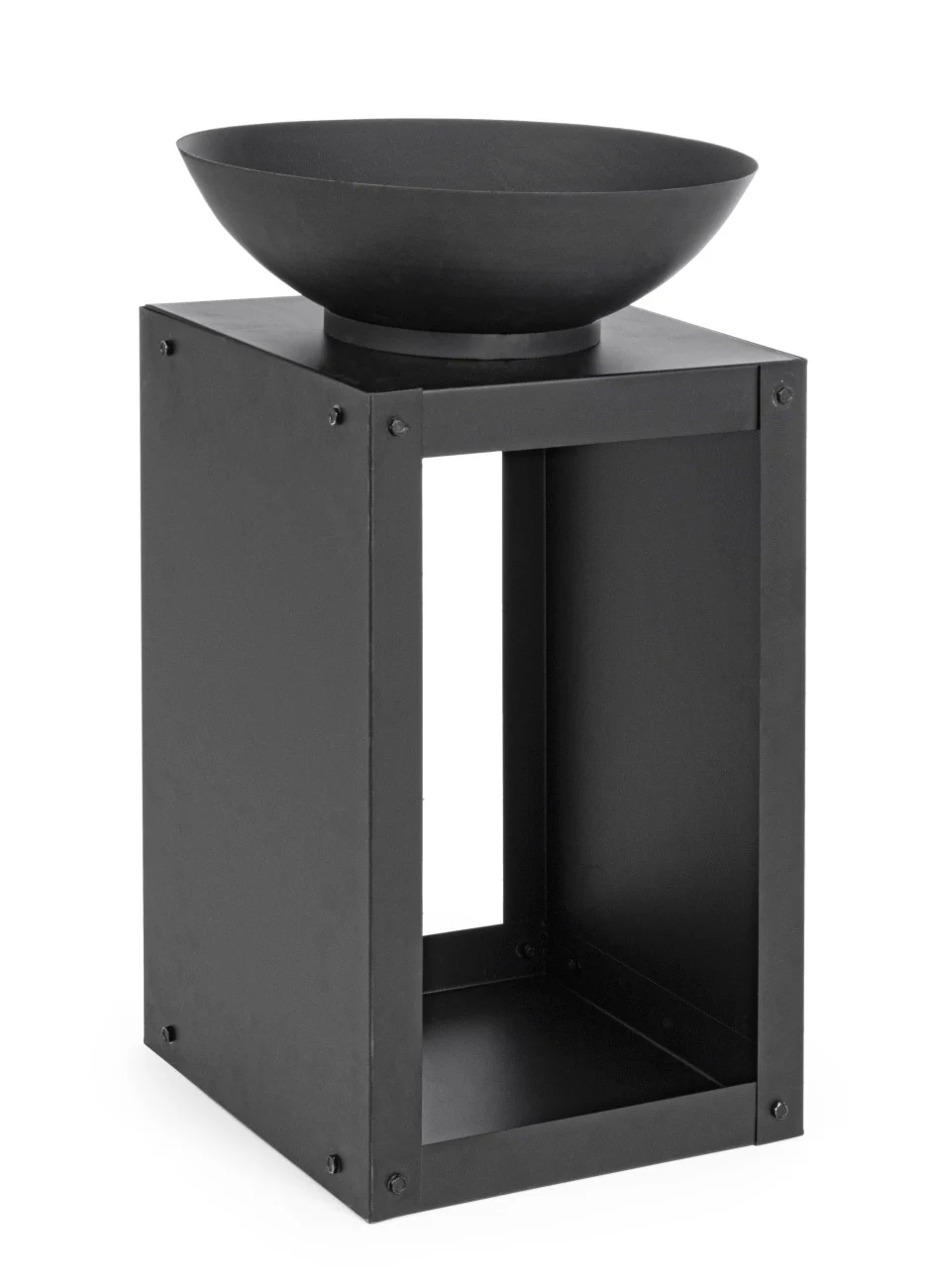 Feuerschale Efesto aus hitzebeständigem Stahl, modernes Design, Schwarz, 38 cm, pulverbeschichtet - Bizzotto