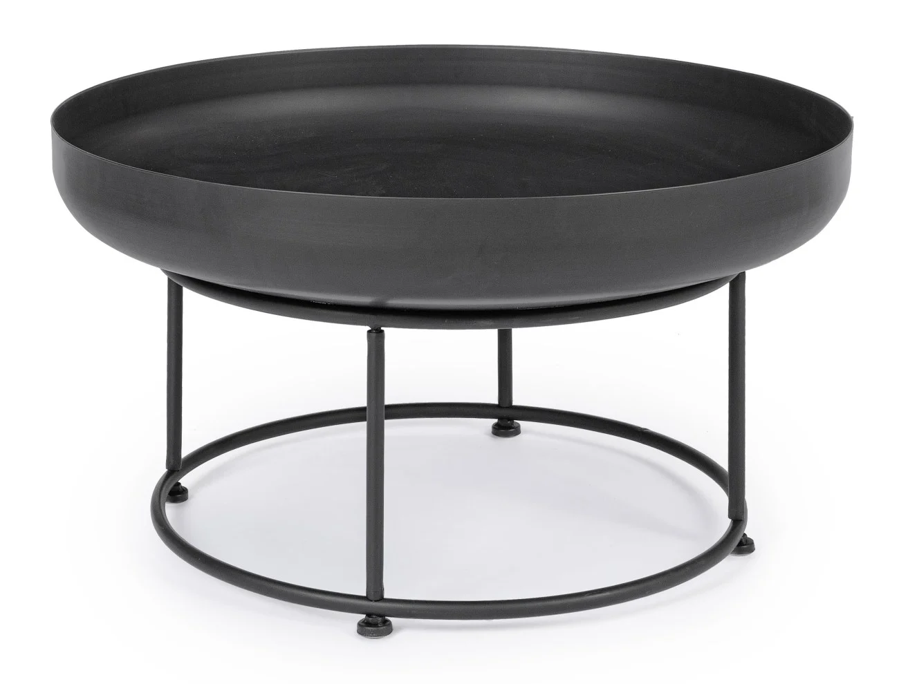 Feuerschale Burn hitzebeständiger Stahl, modern, schwarz, Ø 80 cm, Outdoor geeignet - Bizzotto