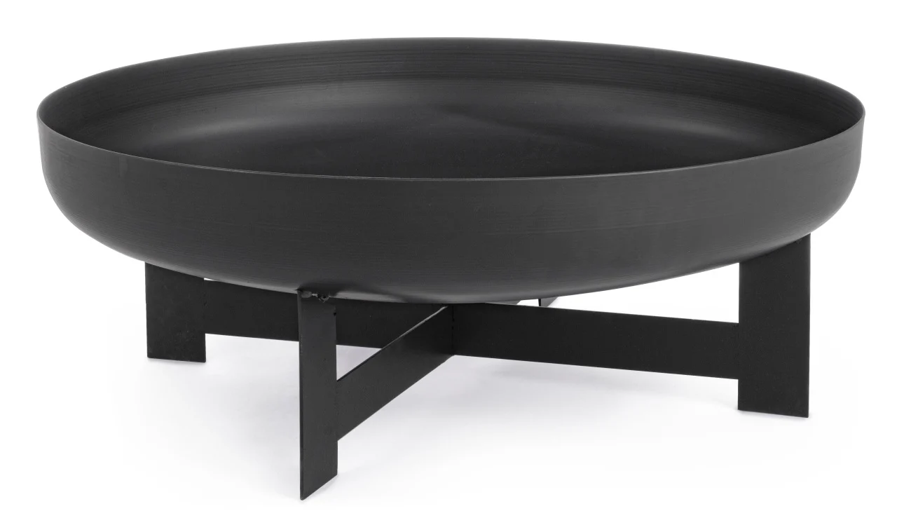 Feuerschale Caldo aus hitzebeständigem Stahl, modernes Design, Ø 70 cm, schwarz pulverbeschichtet - Bizzotto
