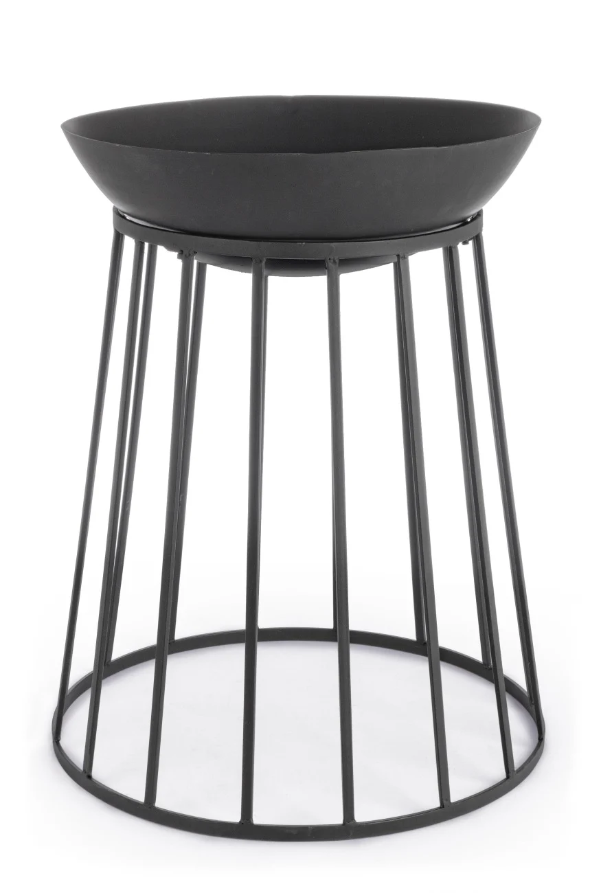Feuerschale Fuoco aus hitzebeständigem Stahl, modern, pulverbeschichtet, schwarz, für stilvolle Outdoor-Abende