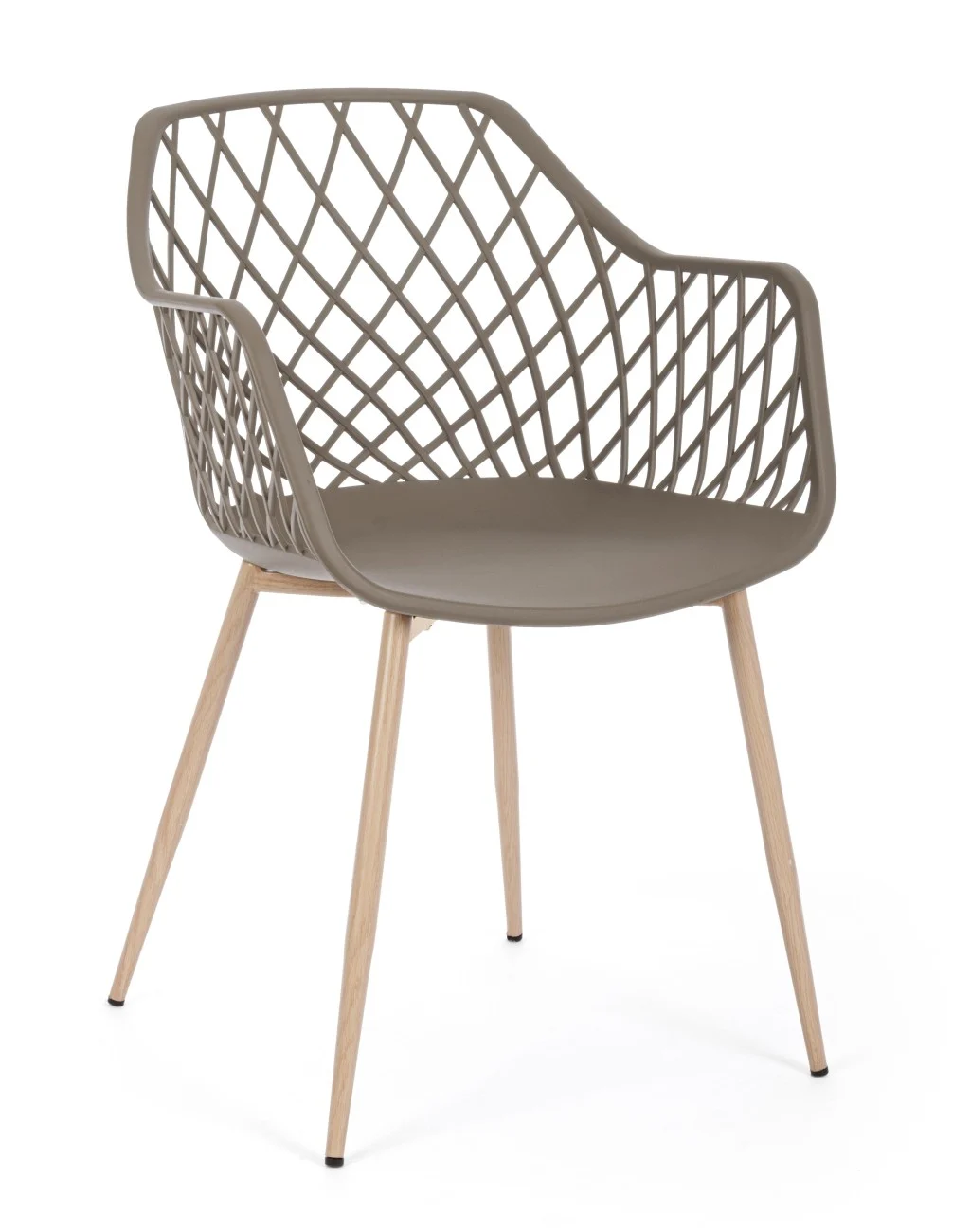 Stuhl Optik 4er-Set Kunststoff und Metall, modern, taupe natur, komfortable Sitzhöhe 44 cm