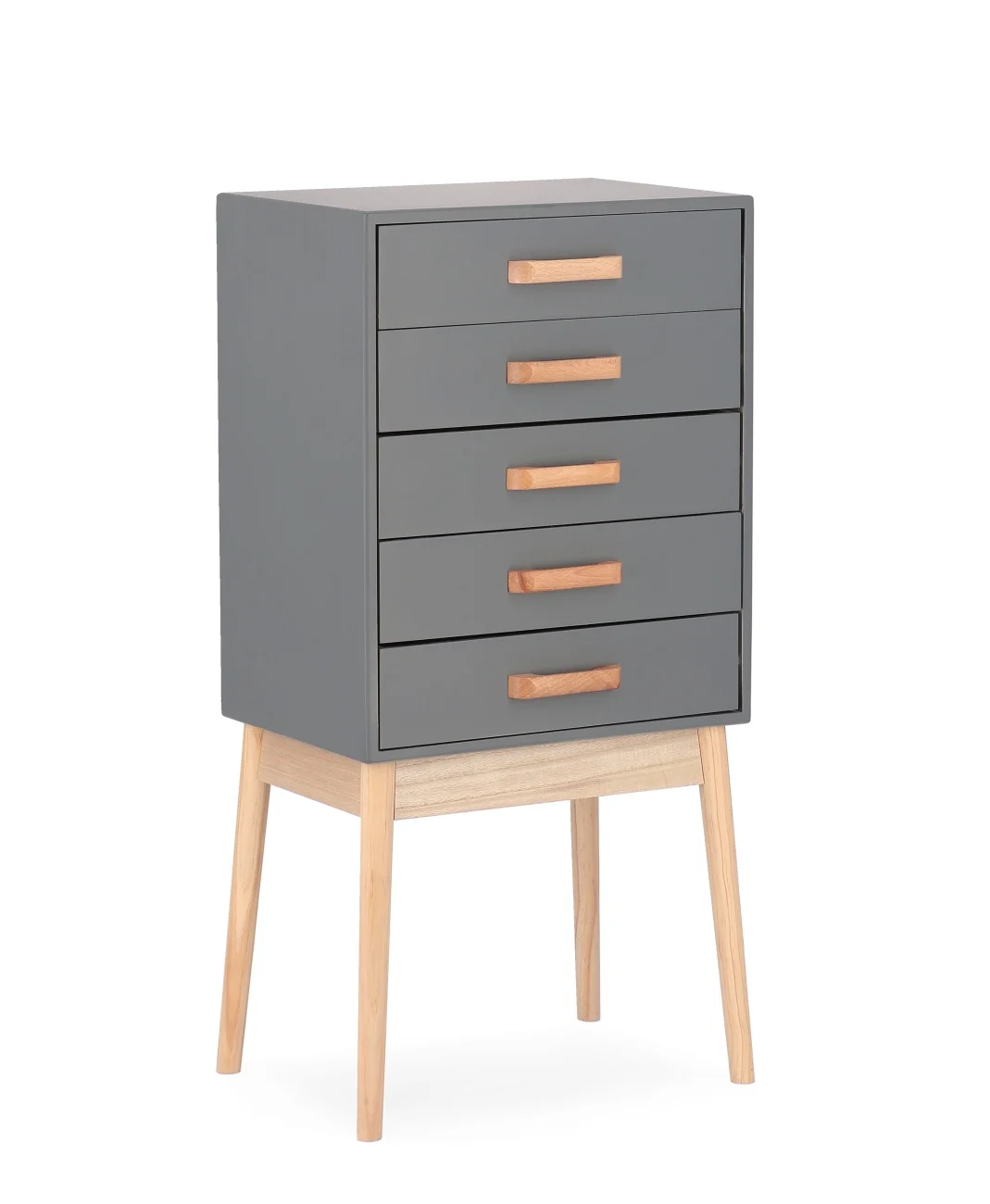 Kommode Ordinary aus Kiefernholz, modernes Design, grau, 5 Schubladen, für Dein Zuhause - Bizzotto