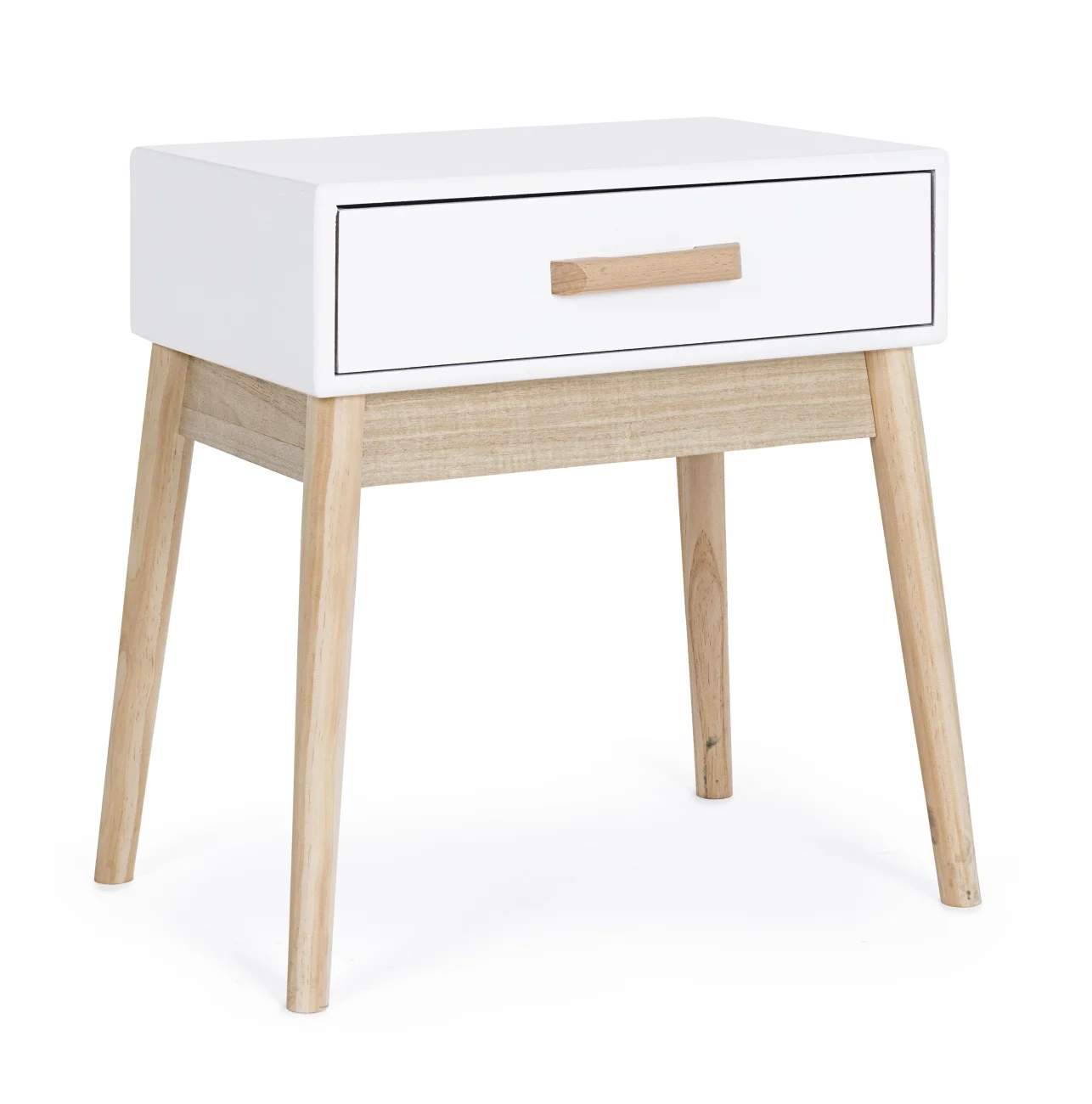 Nachttisch Ordinary aus Kiefernholz, skandinavisches Design, weiß, mit Schublade - Bizzotto