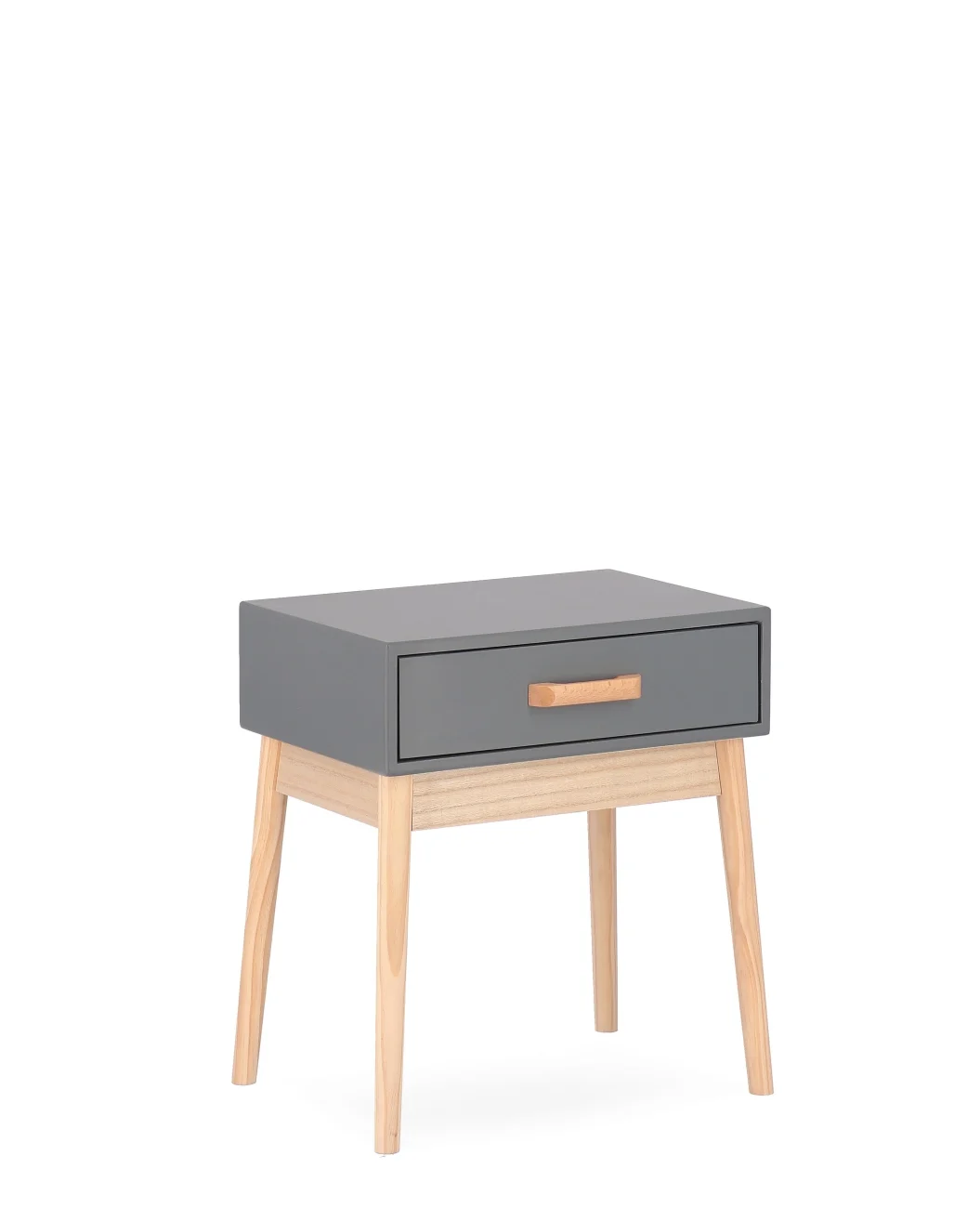 Nachttisch Ordinary aus Kiefernholz, skandinavisches Design, grau, mit Schublade - Bizzotto