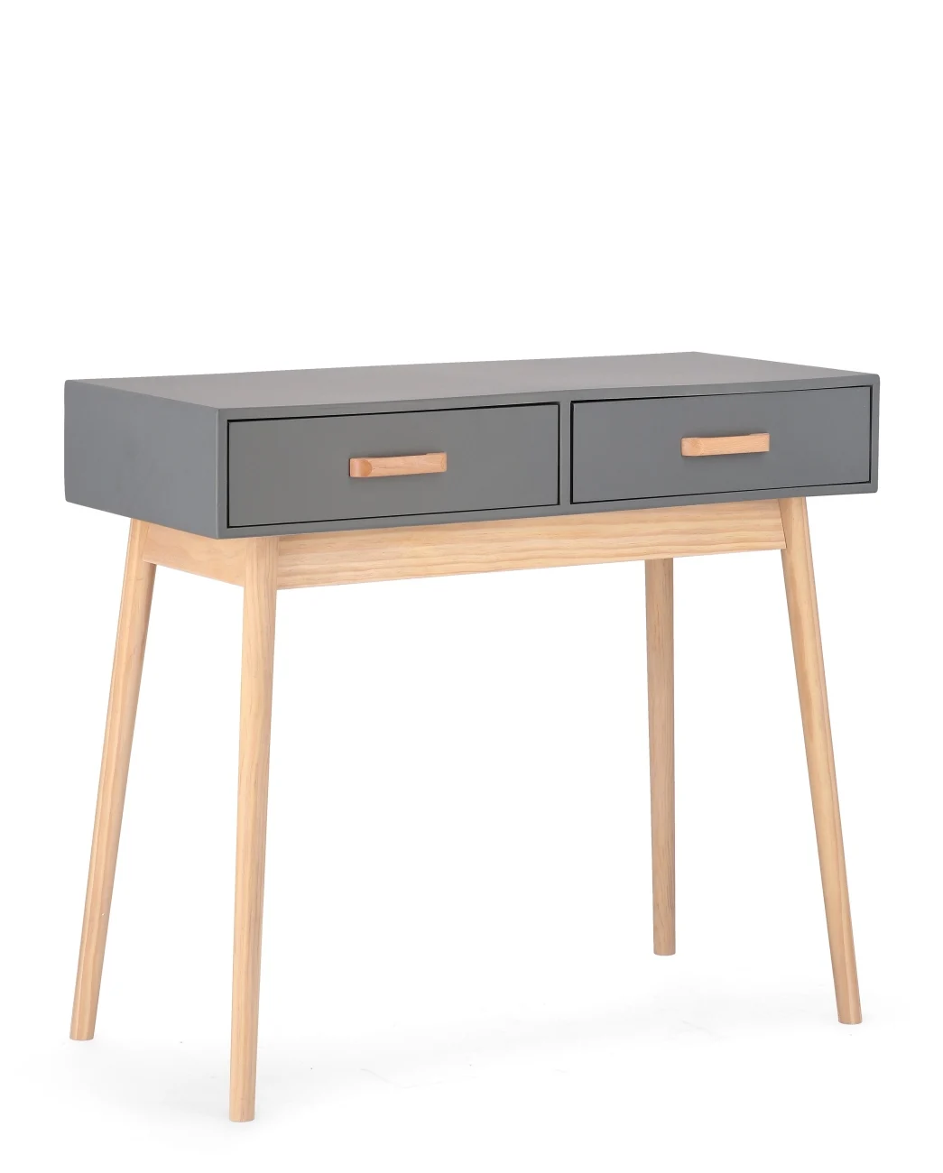 Konsole Ordinary aus Kiefernholz, modern und funktional, Grau, mit 2 Schubladen, 90x40 cm - Bizzotto